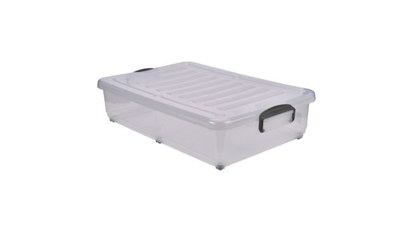 Storage Box 40L W/ Clip Handles On Wheels - Genware