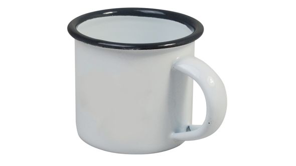 Enamel Espresso Cup Grey & White 5cm Diameter