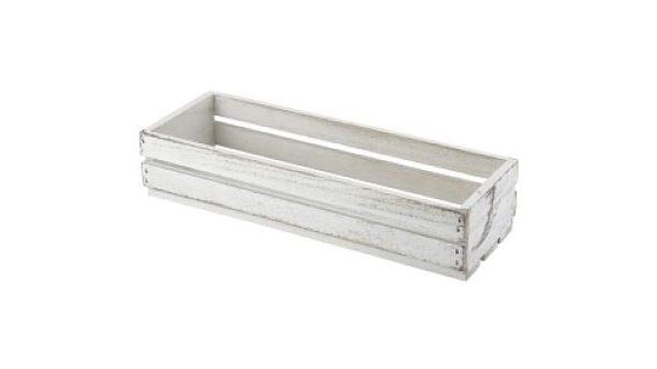 White Washed Wooden Crate / Caddy 22cm L NAT-CRTW