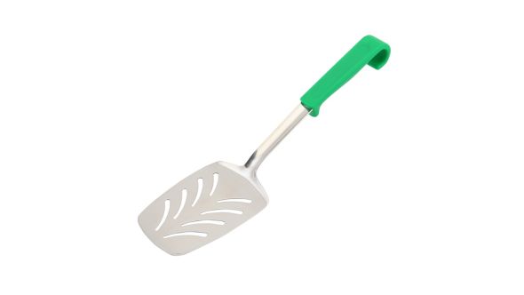 Genware Plastic Handle Slotted Turner Green