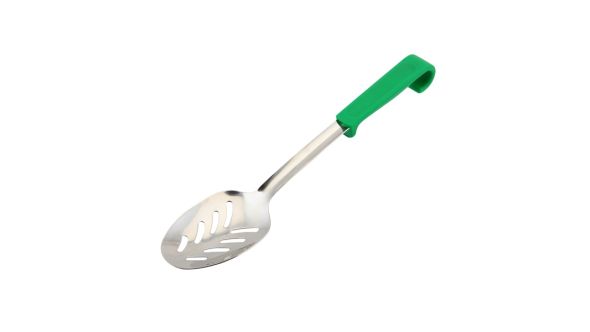 Genware Plastic Handle Spoon Slotted Green