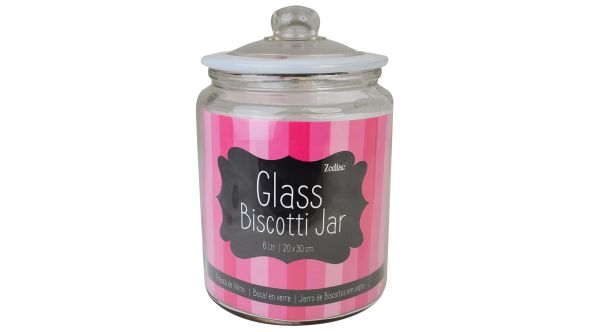 Glass Biscotti Jar 30cmH 20cmD 6 Litres