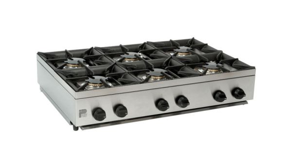 Parry AG6HP - 6 Burner Gas Boiling Top Hob Unit - LPG