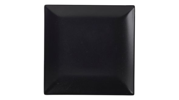 Luna Square Coupe Plate 18cm Black Stoneware Pack of 6