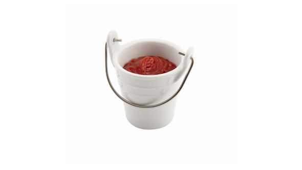 Porcelain Bucket W/ Stainless Steel Handle 6.5cm Ø 10cl