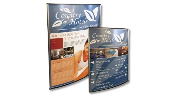 A4 (297x210mm) Curved Contemporary Sign System with insert