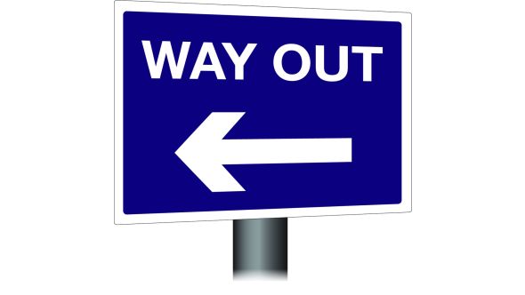 Way Out Sign - Left Arrow 300x400mm Post Mounted