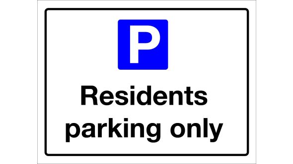 Residents Parking Only Sign 300x400mm Wall Mounted