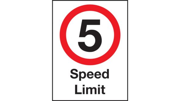 Safety Sign - 5 mph speed Limit . 600x400mm Wall or Post Mounted