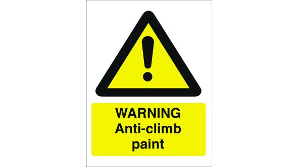 Warning Anti Climb Paint. 400x600mm. Exterior