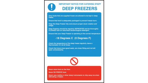 Deep freezer notice. 300x200mm. S/A