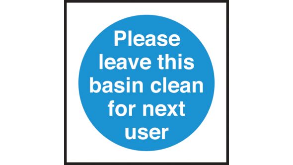 Leave this basin clean for next user. 100x100mm. S/A