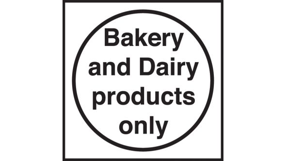 Bakery and Dairy products only. 100x100mm. Self Adhesive Vinyl