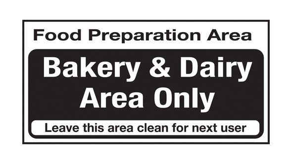 Food prep area . Bakery & dairy area only. 100x200mm S/A