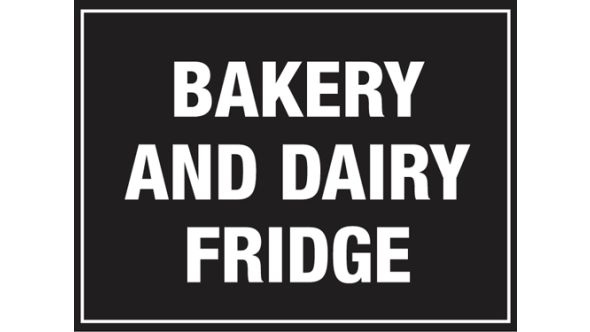 Bakery & Dairy Fridge. 150x200mm. Self Adhesive Vinyl