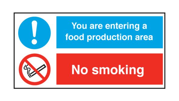 Food Production Area/ No Smoking. 150x300mm