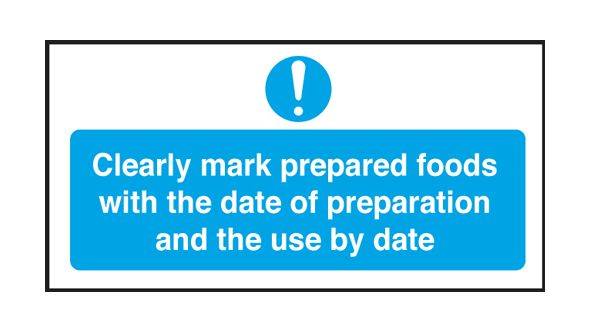 Clearly Marked Prepared Food with Date of Prep & Use By. 100x200mm. S/A