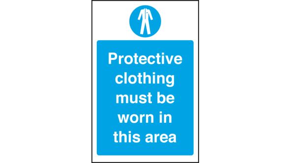 Protective clothing must be worn in this area. 300x200mm. S/A