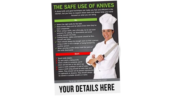 A4 Personalised The Safe Use of Knives Notice. S/A. Pack of 20