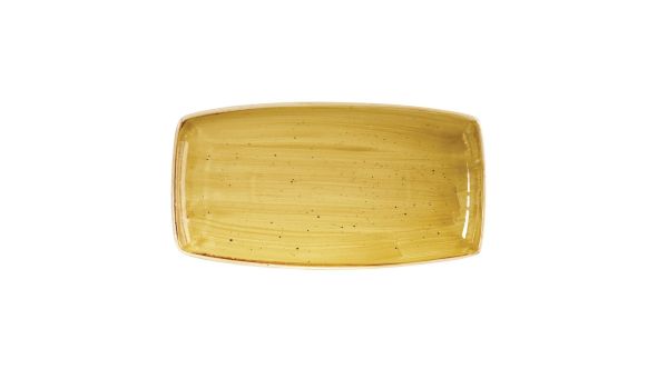 Churchill Stonecast Rectangular Plate Mustard Seed Yellow 350 x 185mm - DF792 - pk 12