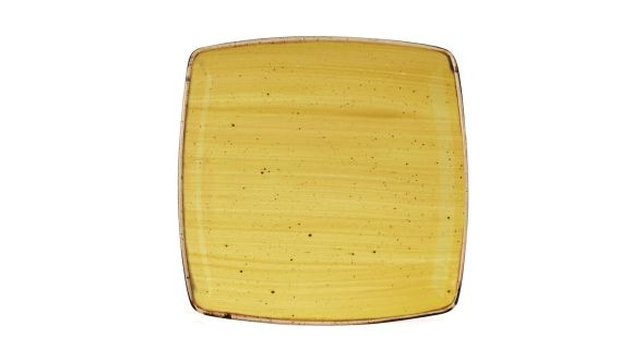 Churchill Stonecast Deep Square Plate Mustard Seed Yellow 260mm - DF793 - pk 6