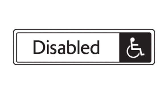 Disabled with symbol. Black on white. F/M