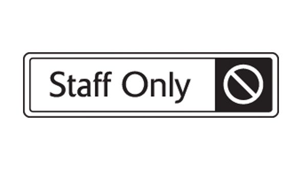 Staff only with symbol. Black on white. F/M