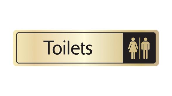 Toilets with symbol. Black on gold. F/M