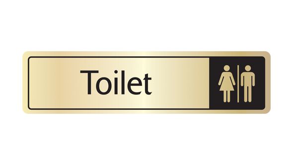 Toilet with symbol. Black on gold. F/M