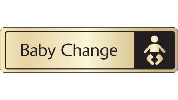 Baby Change with symbol. Black on gold. F/M