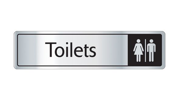 Toilets with symbol. Black on silver. F/M