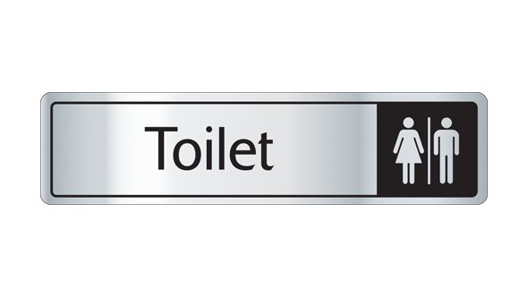 Toilet with symbol. Black on silver. F/M