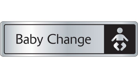 Baby Change with symbol. Black on silver. F/M