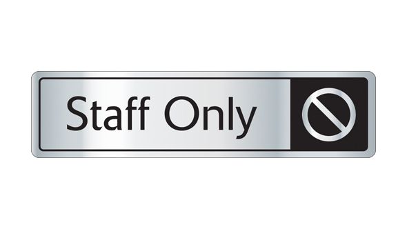 Staff only with symbol. Black on silver. F/M