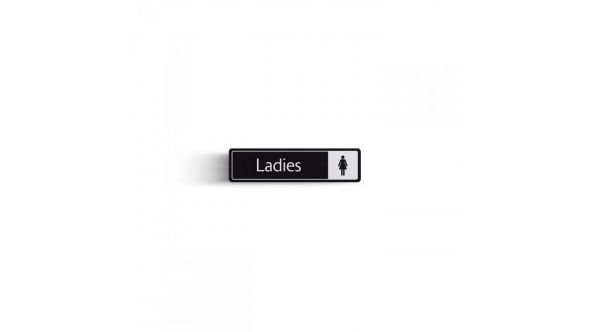 Ladies with Symbol Door Sign - White on black