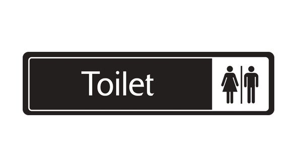 Toilet with symbol. White on black. F/M