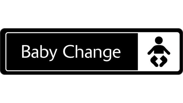 Baby Change with symbol. White on black. F/M