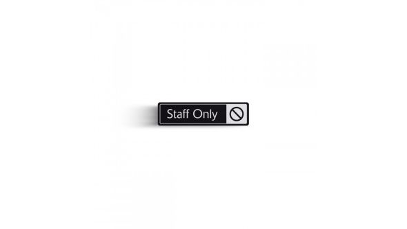 Staff Only with Symbol Door Sign White & Black 43x178mm