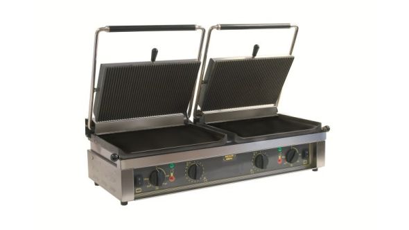 Roller Grill D'PANINI L Large Double - Ribbed Top & Flat Base Plates Contact Grill