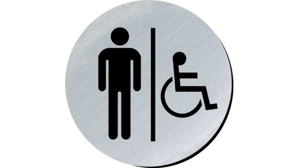 Gents/Disabled symbol 75mm disc silver finish