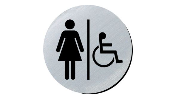 Ladies/Disabled symbol 75mm disc silver finish