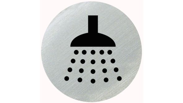 Shower Symbol. 75mm Diameter Silver Disc