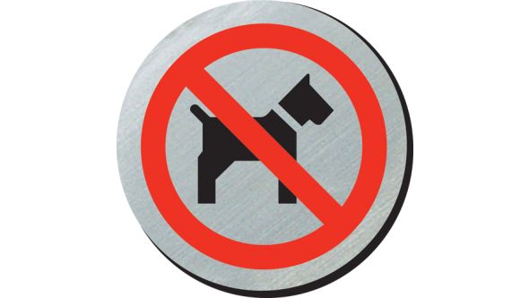 No dogs symbol 75mm disc silver finish