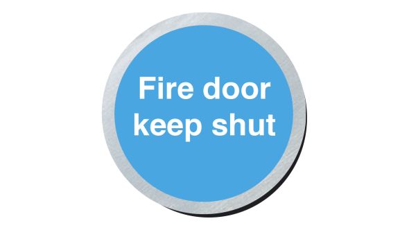 Fire door keep shut 75mm disc silver finish