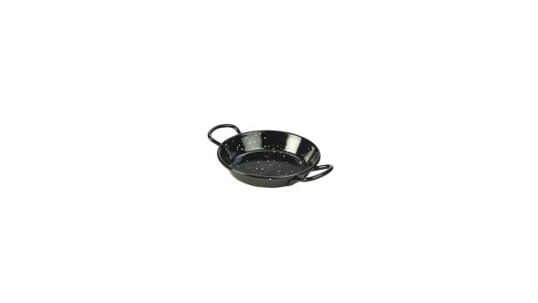 Black Enamel Miniature Paella Pan 10cm - Genware