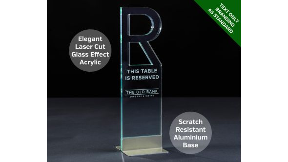 Emerald Table Reserved Sign - Laser Etched Green Tint Glass Effect Acrylic