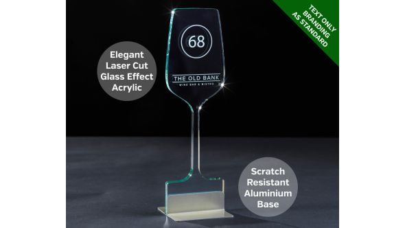 Emerald Wine Glass Table Number - Laser Etched Green Tint Glass Effect Acrylic