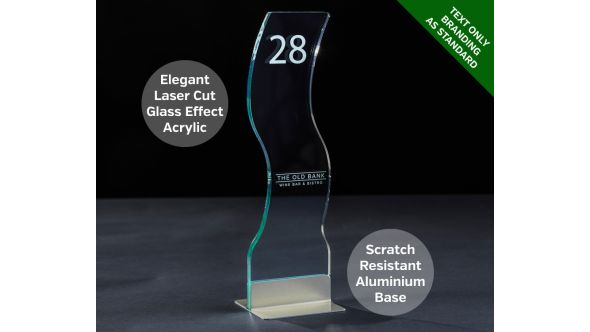 Emerald The Wave Table Number - Laser Etched Green Tint Glass Effect Acrylic