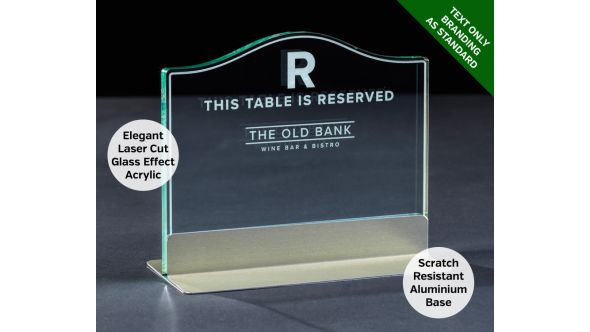 Emerald Monument Reserved Table Sign - Laser Etched Green Tint Glass Effect Acrylic