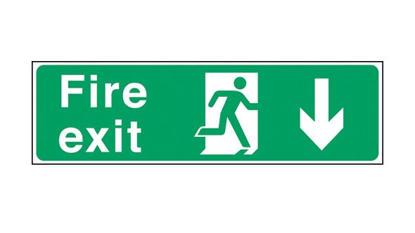 Fire exit arrow down. 150x450mm F/P